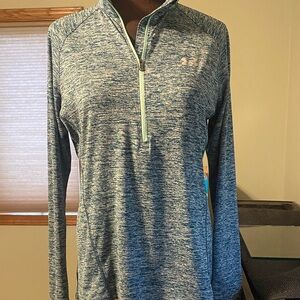 Under Armour Heathered Blue Long Sleeve Top   Heat gear